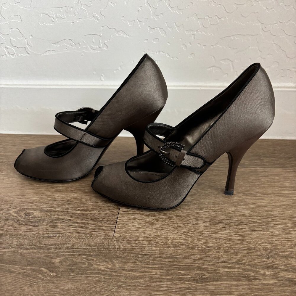 Vince Camuto Dressy Satin Peep Toe Mary Jane Heels
